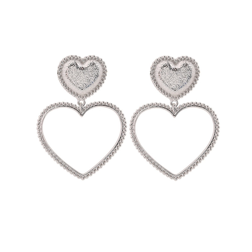 Silver Heart Statement Earrings